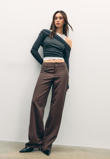 Zara Классические зауженные брюки в полоску