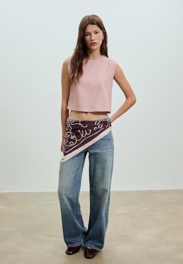 Zara Топ спина-борцовка из льна купить с доставкой.