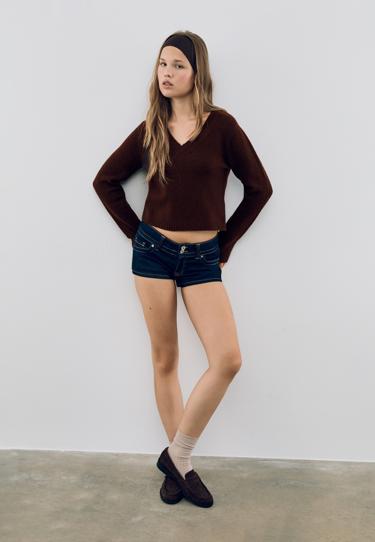 Zara Укороченный трикотажный джемпер с мягкой текстурой