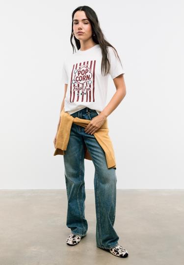 Zara Футболка с попкорном и блестящая отделка