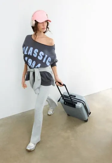 Толстовка с вырезом-лодочкой и принтом- Заказать в России