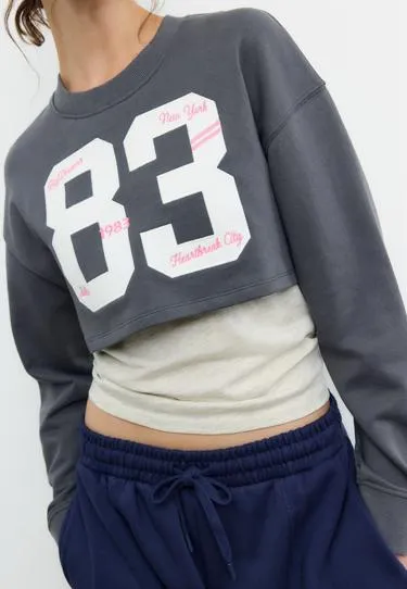 Комбинированная толстовка с вышивкой