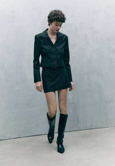 Zara Мини-юбка в полоску с ремнями