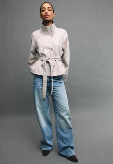 Zara Тренч из искусственной кожи с высоким воротником