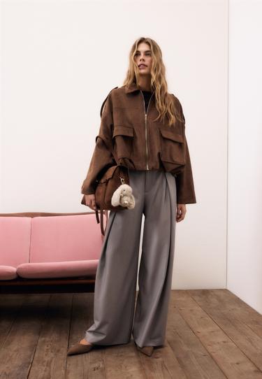 Zara Куртка-баллон из искусственной замши