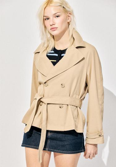 Zara Короткий струящийся тренч с поясом