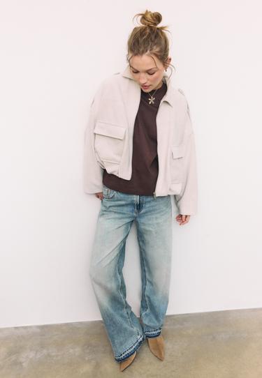 Zara Куртка-баллон из искусственной замши