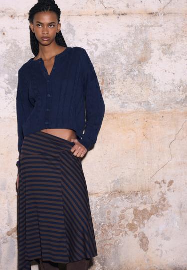 Zara Вязаный кардиган с косами на пуговицах