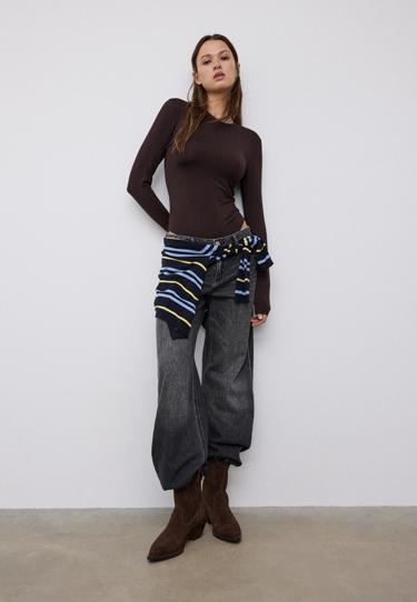 Zara Боди с длинными рукавами из полиамида