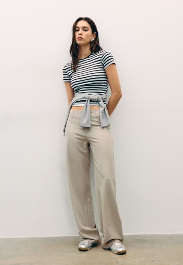 Zara Классические зауженные брюки в полоску