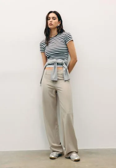 Классические зауженные брюки в полоску- Заказать в России