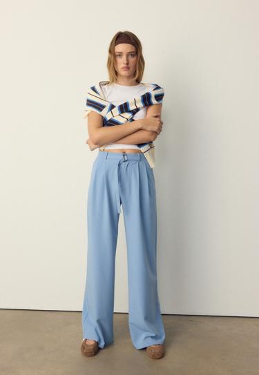 Zara Широкие брюки с пряжкой