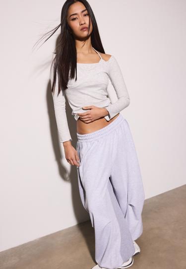 Zara Лонгслив с длинными рукавами и горловиной халтер