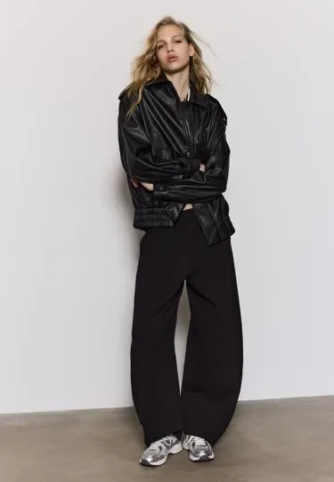 Объемная байкерская куртка из искусственной кожи- Заказать в России