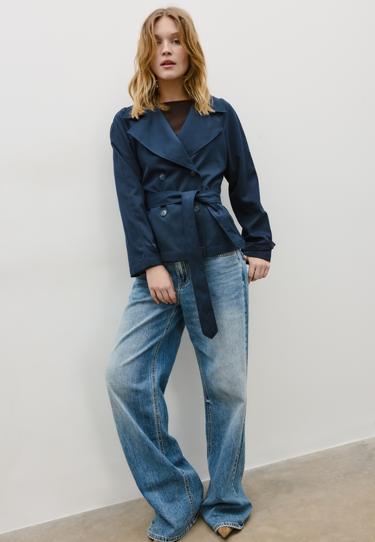 Zara Короткий струящийся тренч с поясом