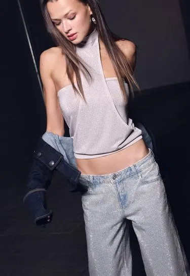 Футболка с блеском ONE DILEMMA на завязках- Заказать в России