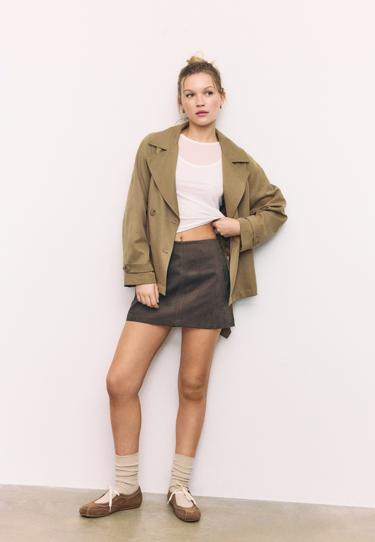 Zara Мини-юбка-шорты из искусственной замши