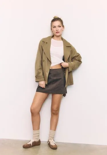 Мини-юбка-шорты из искусственной замши