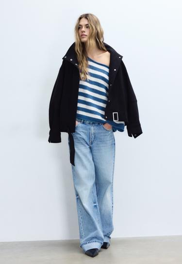 Zara Трикотажный свитер с вырезом-лодочкой