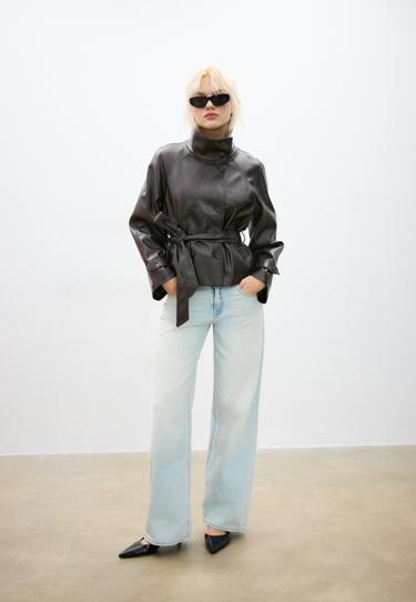 Zara Тренч из искусственной кожи с высоким воротником