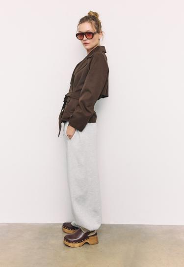 Zara Короткий струящийся тренч с поясом