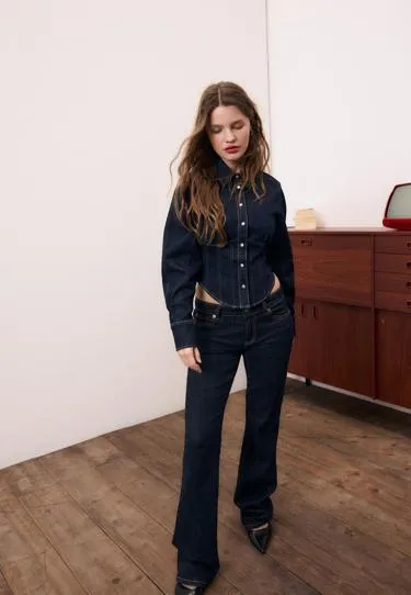 Джинсовая рубашка-корсет- Заказать в России