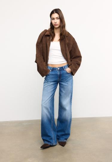 Zara Джинсы D91 с низкой посадкой и широкими штанинами