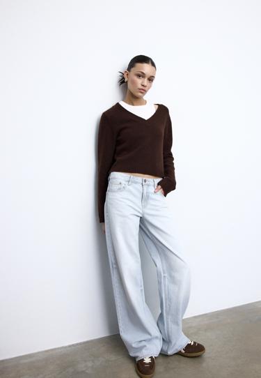 Zara Джинсы D91 с низкой посадкой и широкими штанинами