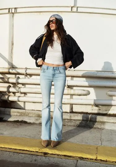 D04 джинсы клеш с низкой посадкой