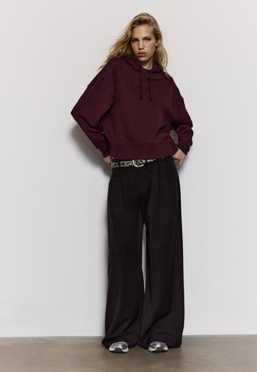 Zara Толстовка с вышивкой и капюшоном