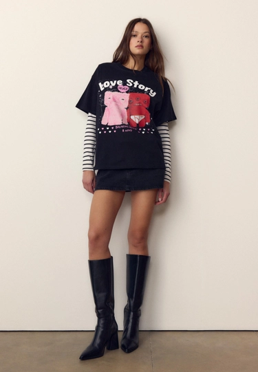 Zara Футболка оверсайз с принтом купить с доставкой.