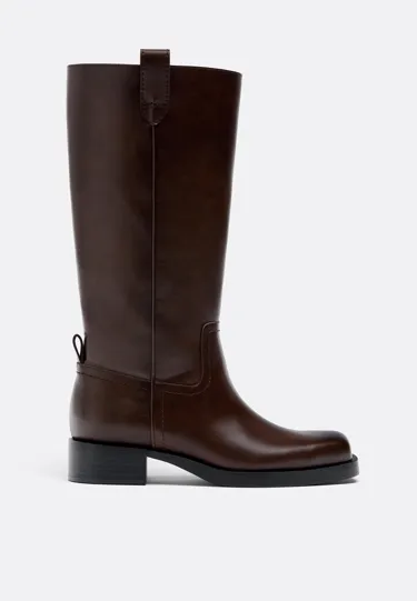 Сапоги на плоской подошве из искусственной кожи- Заказать в России