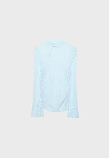 Кружевная футболка с длинными рукавами- Заказать в России