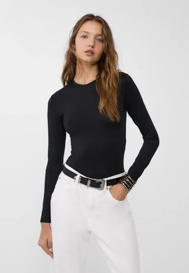 Боди из полиамида с длинными рукавами- Заказать в России