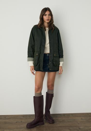 Zara Парка с вощеным покрытием и множеством карманов