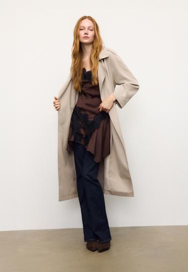 Zara Длинный струящийся тренч купить с доставкой.