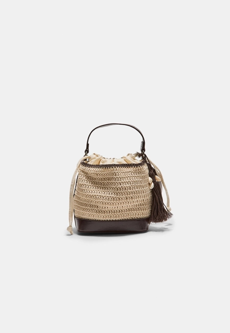 Zara Комбинированная сумка-мешок из кроше