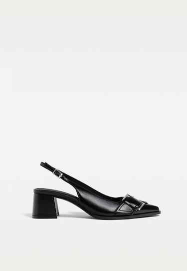 Zara Балетки на каблуке с пряжкой