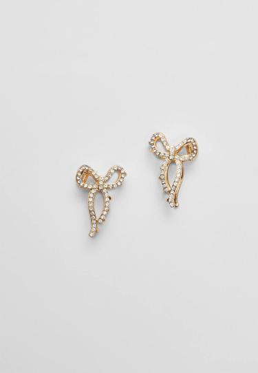 Zara Набор из 2 заколок для волос с деталями “бантики” со стразами