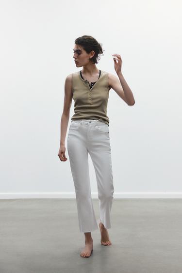 Zara Джинсы TRF CROPPED FLARE с высокой посадкой