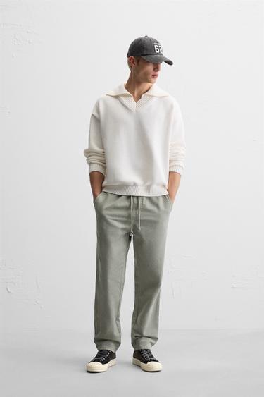 Zara Брюки из хлопка и льна купить с доставкой.