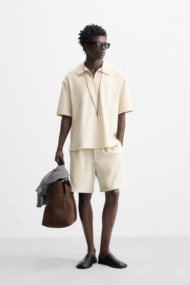 Zara Поло-сорочка с молнией ZARA