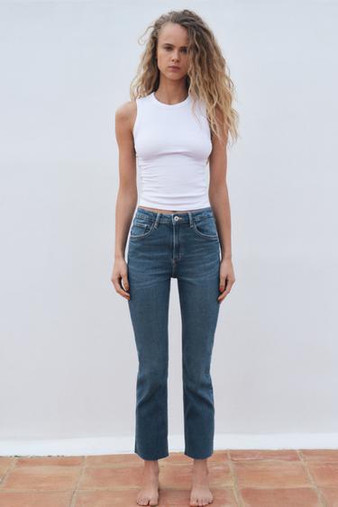 Zara Джинсы TRF CROPPED FLARE с высокой посадкой