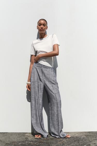 Zara Трикотажный топ с короткими рукавами и окантовкой