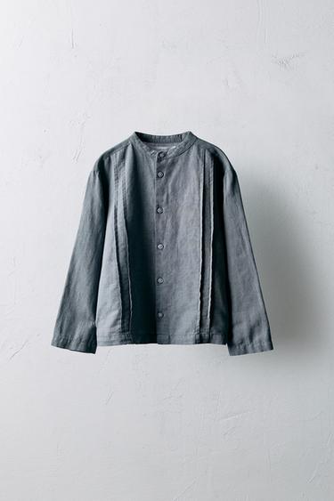 Zara Рубашка из плотной смесовой ткани (55% лен, 45% хлопок) с рельефными складками для детей от 2 до 5 лет - лимитированная коллекция купить с доставкой.