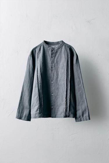 Zara Рубашка из плотной смесовой ткани (55% лен, 45% хлопок) с рельефными складками для детей от 6 до 10 лет - лимитированная коллекция купить с доставкой.