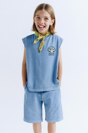 Zara Комплект из топа и шортов бермудов GARMENT DYE