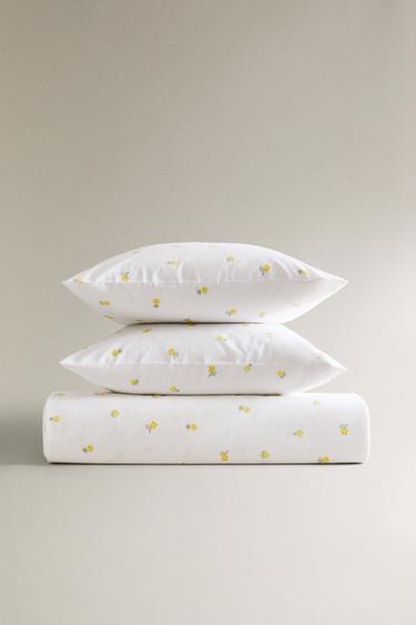 Zara Покрывало из хлопка с принтом мимозы купить с доставкой.