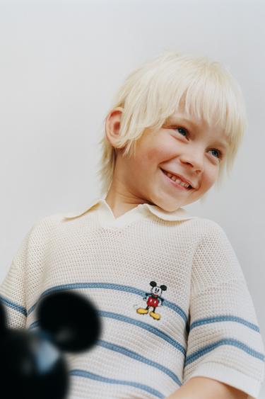 Zara Трикотажное поло из смесового хлопка и льна MICKEY MOUSE © DISNEY