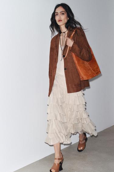 Zara Большая кожаная сумка-мешок с ручкой